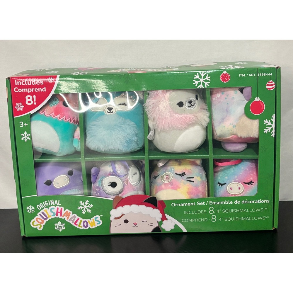 Squishmallows 4 Inch Christmas Ornament Set 8 Pack Holiday Plush NEW Kids